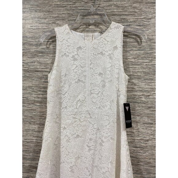 Guess Womens White Sleeveless Lace Dress With Back Button Detail - Size S - Picture 2 of 7